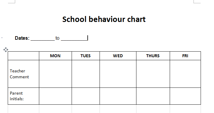Home And School Chart